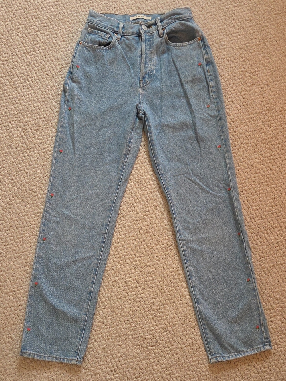 PacSun Light Blue Dad Jeans with Flower Details